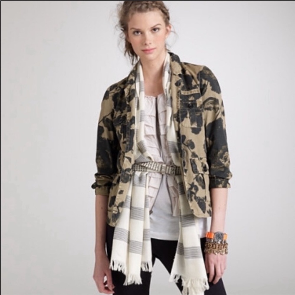 J.CREW Black Blossom Camo Military Blazer